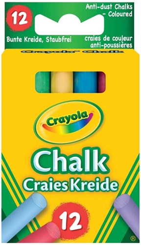 Crayola Tafelkreide - 12 Stück staubfreie Schulkreide farbig