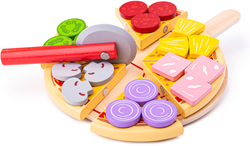 Bigjigs Holz Pizza Set inkl. Rollschneider - 26-teilig