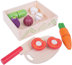 BigJigs Holzspielzeug Gemüsekiste Schneidegemüse Set