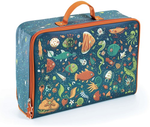 Djeco Koffer Fishes - wasserdichter Kinderkoffer maritimes Design