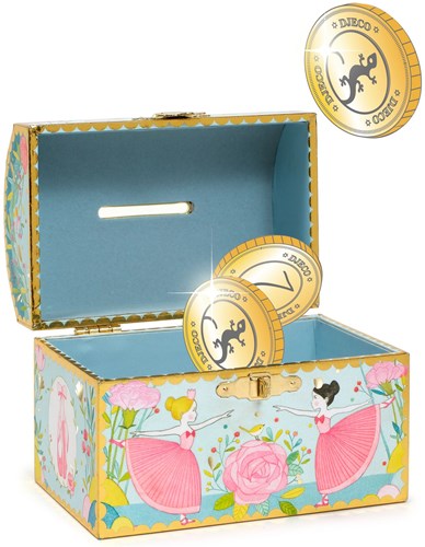Djeco Spardose Ballerina - bunte Kinderspardose mit Schloss-2