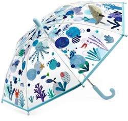Djeco Kinderregenschirm Sea - transparent - buntes Meeresleben für Kinder