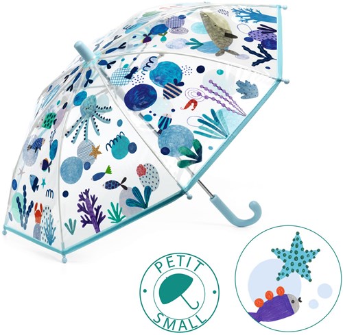 Djeco Kinderregenschirm Sea - transparent - buntes Meeresleben für Kinder-2