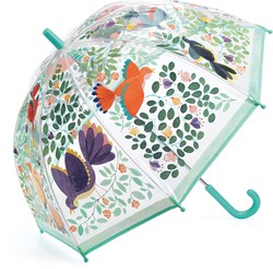 Djeco Regenschirm Flowers & birds - transparenter Kinderschirm mit Vögeln und Blumen