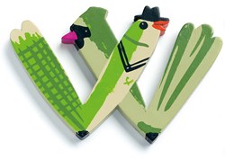 Djeco Holzbuchstabe W - Tierbuchstabe für Kinderzimmer Dekoration