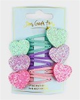 Den Goda Fen Haarclips Herz multicolor - 6 Stück - 5cm Spielzeug
