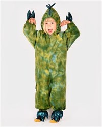 Den Goda Fen Dinosaurier Kostüm - Jumpsuit - 3-4 Jahre - grün