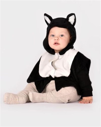 Den Goda Fen Katzen-Kostümumhang schwarz Plüsch 86-110cm Kinder