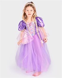 Den Goda Fen Prinzessinnenkleid Rapunzel mit Zopf 98-104 lila