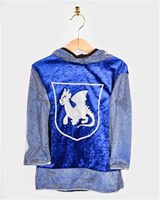 Den Goda Fen Ritterhemd Kostüm blau mit Kapuze 98-104cm für Kinder