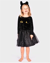 Den Goda Fen Kostüm Katzenkleid schwarz mit Haarreif 110-116cm 4-6 Jahre