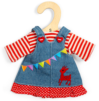 BigJigs Puppenkleidung Jeanskleid Latzkleid - Babypuppen Zubehör-2