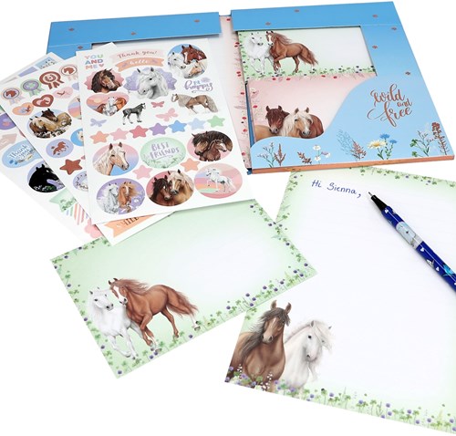 Depesche Briefpapier Set Miss Melody - Pferde und Blumen - A4 Format
