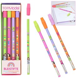 Depesche TOPModel Bleistifte mit Radiergummi SELFLOVE - bunte Schreibset für Kinder