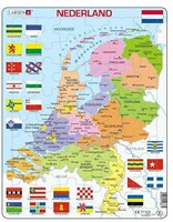 Landkarte Puzzle Niederlande mit Provinzen und Flaggen Karton 48 Teile