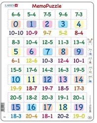 Memopuzzle Lernspiel Subtraktion mit Zahlen 0-20, 40 Teile Karton