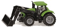 siku 1394, Deutz-Fahr mit Frontlader, Metall/Kunststoff, Grün, Beweglicher Frontlader, Kabine zum Abnehmen, Anhängerkupplung