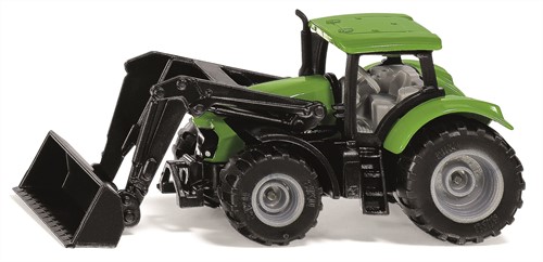 siku 1394, Deutz-Fahr mit Frontlader, Metall/Kunststoff, Grün, Beweglicher Frontlader, Kabine zum Abnehmen, Anhängerkupplung