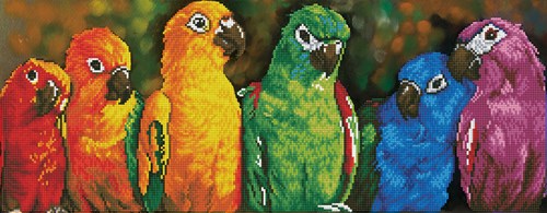 Diamond Dotz Diamond Painting Regenbogen Papageien groß 85x38 cm