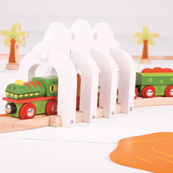 BigJigs Holz Dinosaurier Zug - Spielzeugzug für Kinder