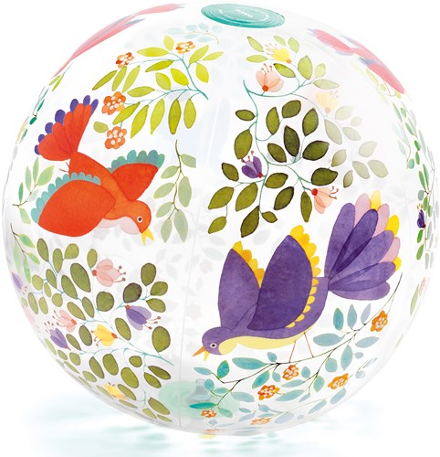Djeco Ball Birds Ball - aufblasbarer Spielball Vögel 35 cm