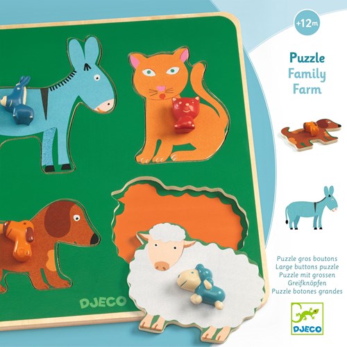 Djeco Holzpuzzle Bauernhoffamilie - Tier Steckpuzzle-3