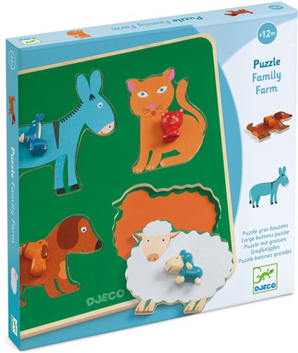 Djeco Holzpuzzle Bauernhoffamilie - Tier Steckpuzzle-2
