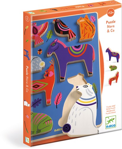 Djeco Holzpuzzle Nora & co - Waldtiere Spielzeug-2