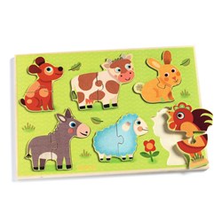 Djeco Holzpuzzle Coucou cow - Bauernhoftiere FSC Holz
