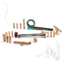 Djeco Holz Kettenreaktionsspielzeug Zig & Go Roll 28 Stück FSC