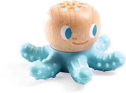 Djeco Babyspielzeug Beißring BabySquidi - FSC Holz und Silikon