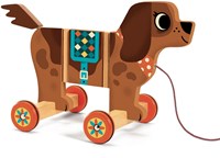 Djeco Holz-Ziehtier Nico - buntes Hundespielzeug FSC
