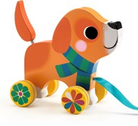 Djeco Holz Nachziehtier Lou - buntes FSC Hund Babyspielzeug