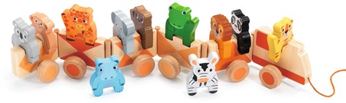 Djeco Holz Zug Dschungel Tiere - FSC 100% buntes Spielzeug-2