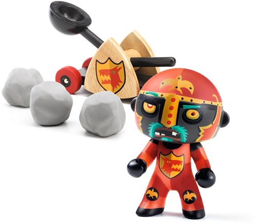 Djeco Spielfigur Baldy & Big paf Ritter mit Katapult Spielzeug