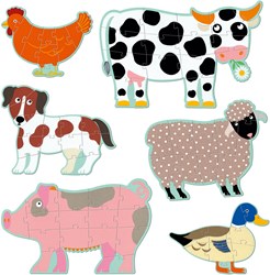 Djeco Puzzle Bauernhoftiere Honoré & friends - Lernspiel FSC Karton