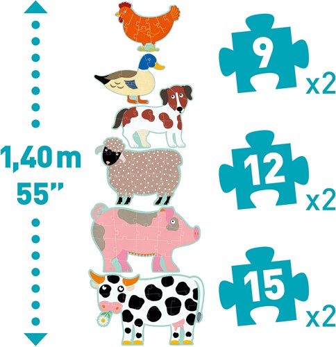 Djeco Puzzle Bauernhoftiere Honoré & friends - Lernspiel FSC Karton-2
