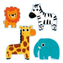 Djeco Puzzle-Set Dschungeltiere - Lernpuzzles aus FSC Karton