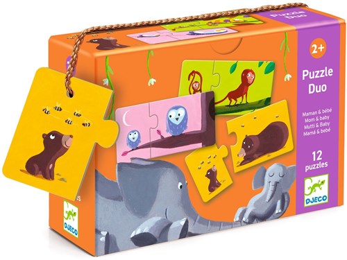 Djeco Puzzle Tiere Duo Mama und Baby FSC Karton Lernspielzeug-3