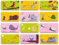 Djeco Puzzle Tiere Duo Mama und Baby FSC Karton Lernspielzeug-2