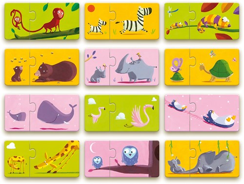 Djeco Puzzle Tiere Duo Mama und Baby FSC Karton Lernspielzeug-2