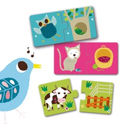 Djeco Puzzle Duo Habitat - Lernspiel Tiere FSC Karton