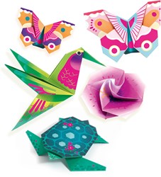 Djeco Origami Bastelset Tropische Tiere und Blumen Papier FSC