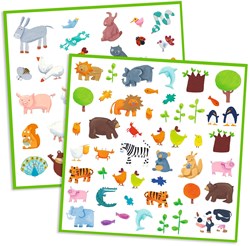 Djeco Sticker Tiere - FSC Papier - 160 Stück - Kreatives Bastelset