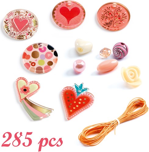 Djeco Perlen & Schmuck Hearts - Kreatives Bastelset für Kinder