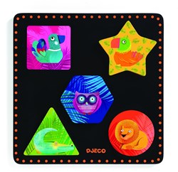 Djeco Holzpuzzle - Geochic - pädagogisches Spielzeug 5 Teile