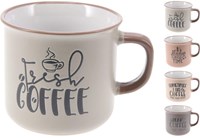 Excellent Houseware Keramikbecher 285ml bunter Kaffeegenuss
