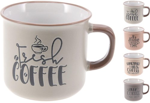 Excellent Houseware Keramikbecher 285ml bunter Kaffeegenuss