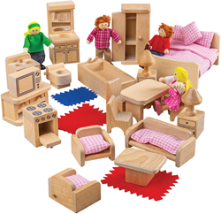 Bigjigs Puppenfamilie und Möbel