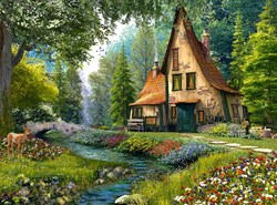 Castorland Puzzle Dominic Davison - Toadstool Cottage - 2000 Teile Landschaft